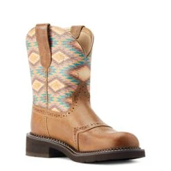 Ariat® Ladies Fatbaby® Heritage Farrah Aztec Print Tan Boots 10044438 -Ariat Shoes Shop S23 WMS WEST 10044438 medial