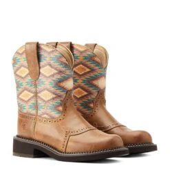 Ariat® Ladies Fatbaby® Heritage Farrah Aztec Print Tan Boots 10044438 -Ariat Shoes Shop S23 WMS WEST 10044438 pair