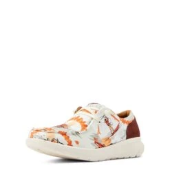 Ariat® Ladies Hilo Aloha Surfing Longhorn Print White Shoes 10044521 -Ariat Shoes Shop S23 WMS WEST 10044521 3 4 front