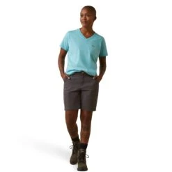 Ariat® Ladies Rebar Cotton Strong™ Heather Blue T-Shirt 10043343 -Ariat Shoes Shop S23 WMS WORK 10043343 full