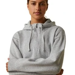 Ariat® Ladies Rebar Skill Set Heather Grey 1/2 Zip Hoodie 10043546 -Ariat Shoes Shop S23 WMS WORK 10043546 detail01