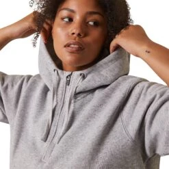 Ariat® Ladies Rebar Skill Set Heather Grey 1/2 Zip Hoodie 10043546 -Ariat Shoes Shop S23 WMS WORK 10043546 detail02 plus