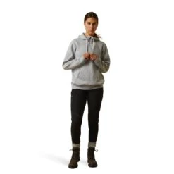 Ariat® Ladies Rebar Skill Set Heather Grey 1/2 Zip Hoodie 10043546 -Ariat Shoes Shop S23 WMS WORK 10043546 full
