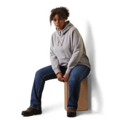 Ariat® Ladies Rebar Skill Set Heather Grey 1/2 Zip Hoodie 10043546 -Ariat Shoes Shop S23 WMS WORK 10043546 full plus