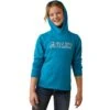 Ariat® Youth Girl's 3D Logo 2.0 Mosaic Blue Hoodie 10043322 2 Ariat® Youth Girl's 3D Logo 2.0 Mosaic Blue Hoodie 10043322 -Ariat Shoes Shop S23 YTH ENGL 10043322 front