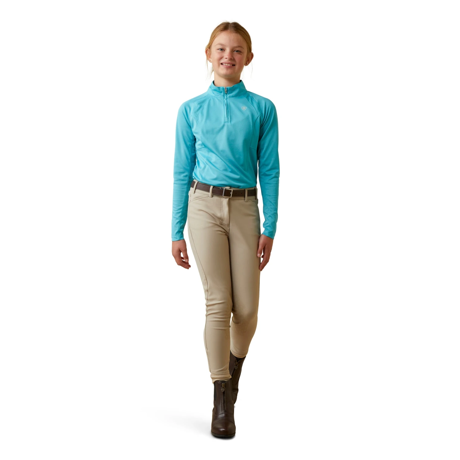 Ariat® Youth Girls Sunstopper 2.0 Maui Blue 1/4 Zip Baselayer 10043604 5 Ariat® Youth Girls Sunstopper 2.0 Maui Blue 1/4 Zip Baselayer 10043604 - Image 3