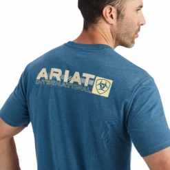 Ariat® Men's Linear Octane Steel Blue Heather Graphic T-shirt 10042760 -Ariat Shoes Shop 10042760d