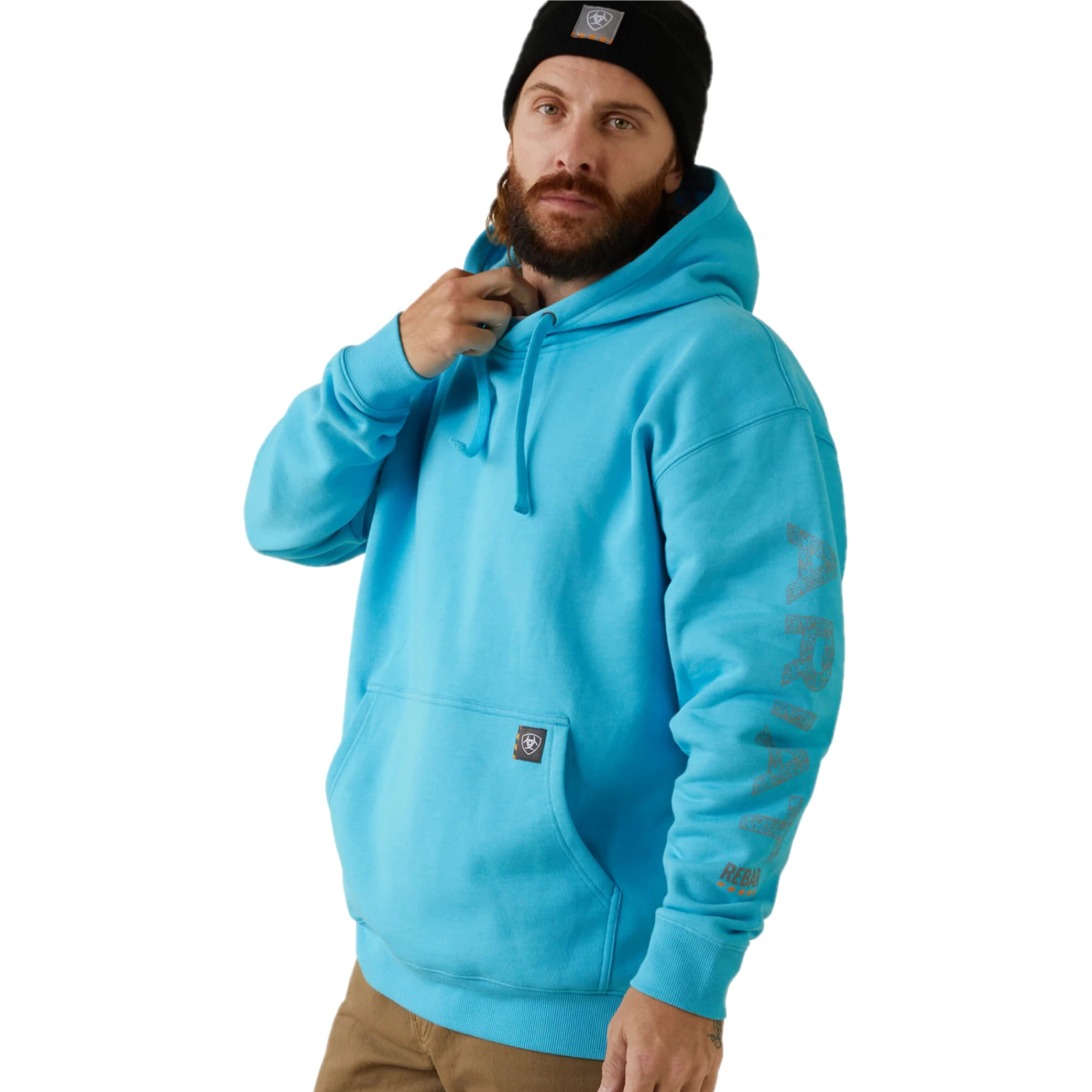 Ariat® Men's Rebar Roughneck Heather Blue Pullover Hoodie 10043362 3 Ariat® Men's Rebar Roughneck Heather Blue Pullover Hoodie 10043362