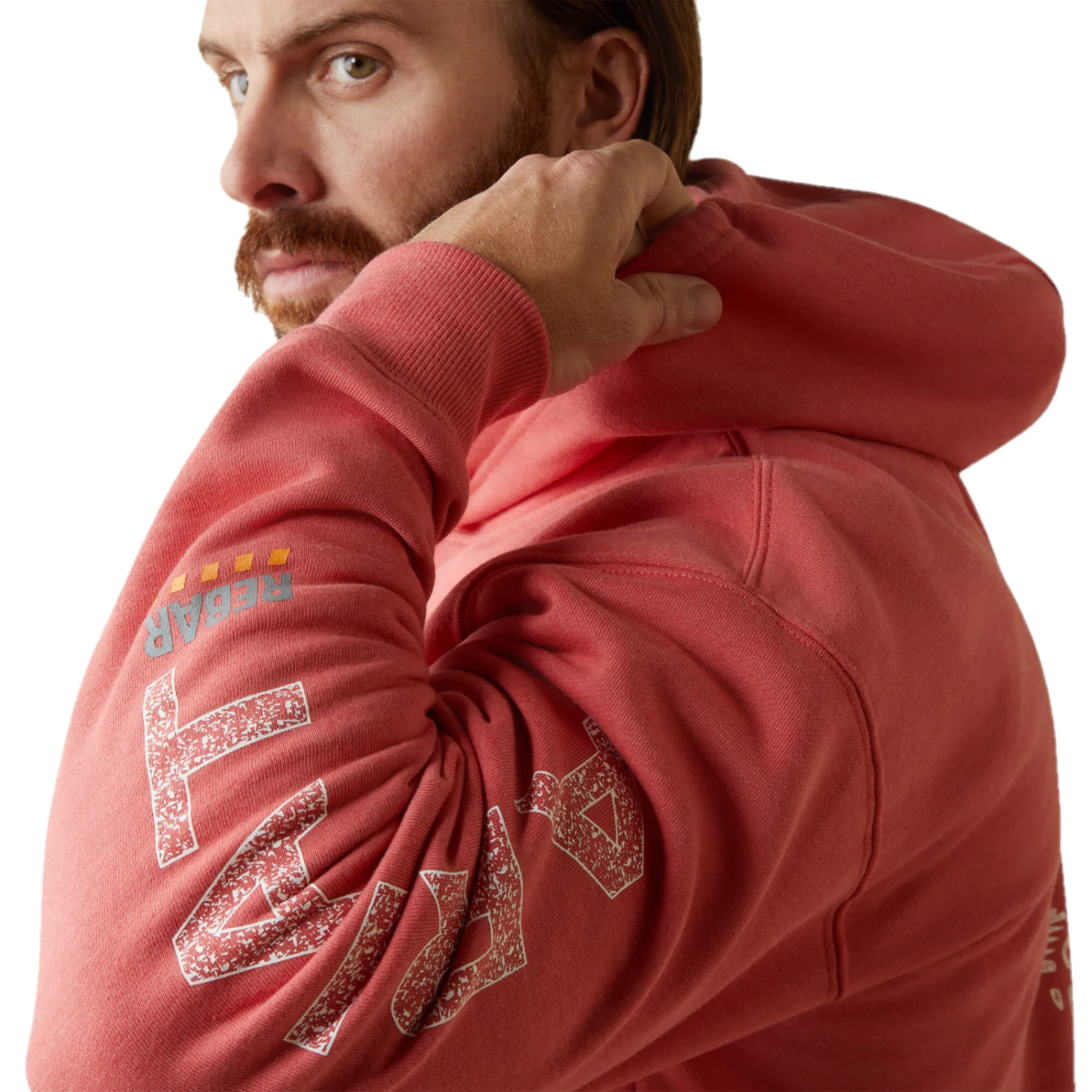 Ariat® Men's Rebar Roughneck Heather Coral Pullover Hoodie 10043363 5 Ariat® Men's Rebar Roughneck Heather Coral Pullover Hoodie 10043363 - Image 3
