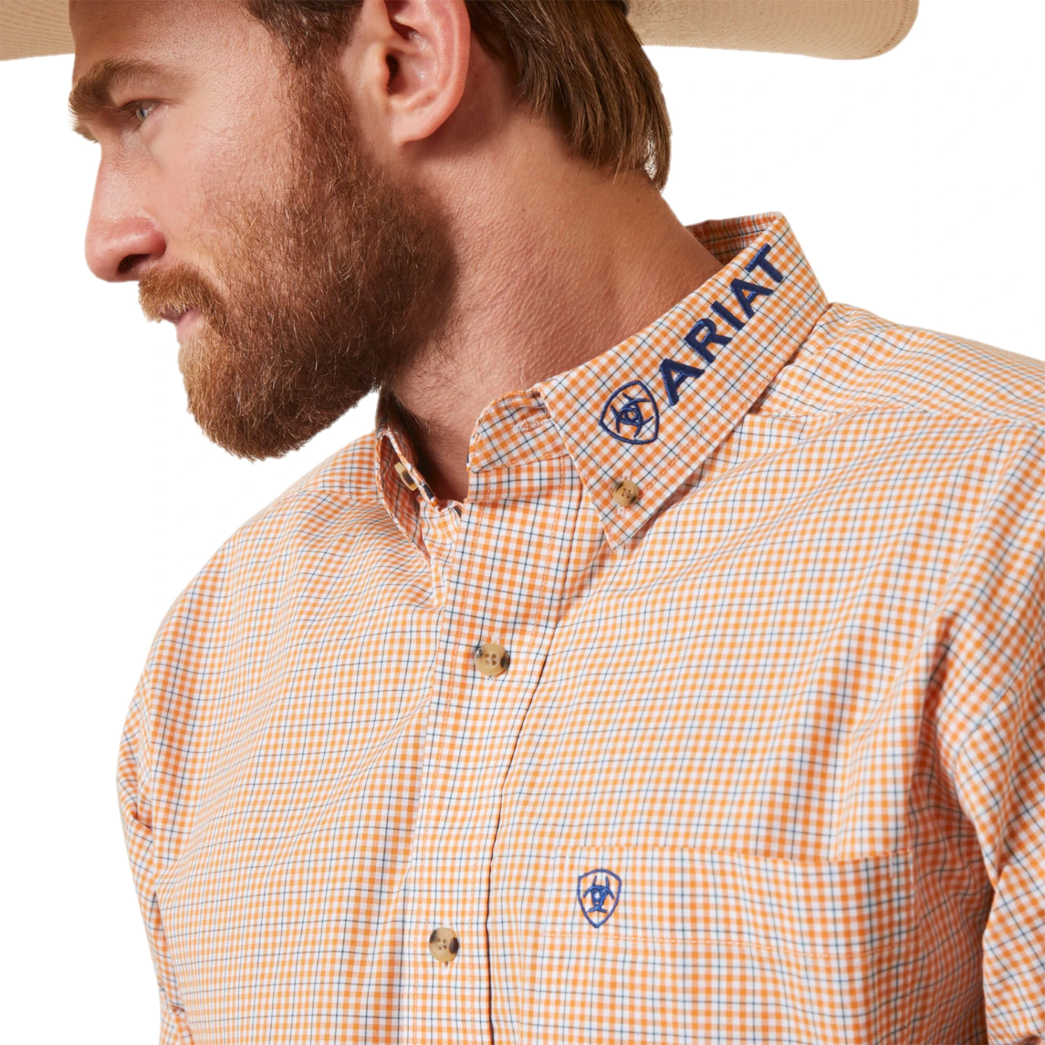 Ariat® Men's Pro Team Shay Plaid Orange Fitted Button Down Shirt 10043797 5 Ariat® Men's Pro Team Shay Plaid Orange Fitted Button Down Shirt 10043797 - Image 3