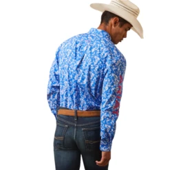 Ariat® Men's Team Steven Fitted Blue Floral Button Down Shirt 10043798 -Ariat Shoes Shop 10043798b