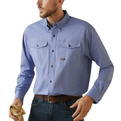 Ariat® Men's Rebar Made Tough VentTEK DuraStretch™ Blue Shirt 10043838