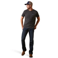 Ariat® Men's Logoscape Charcoal Heather Graphic T-Shirt 10044775 -Ariat Shoes Shop 10044775e