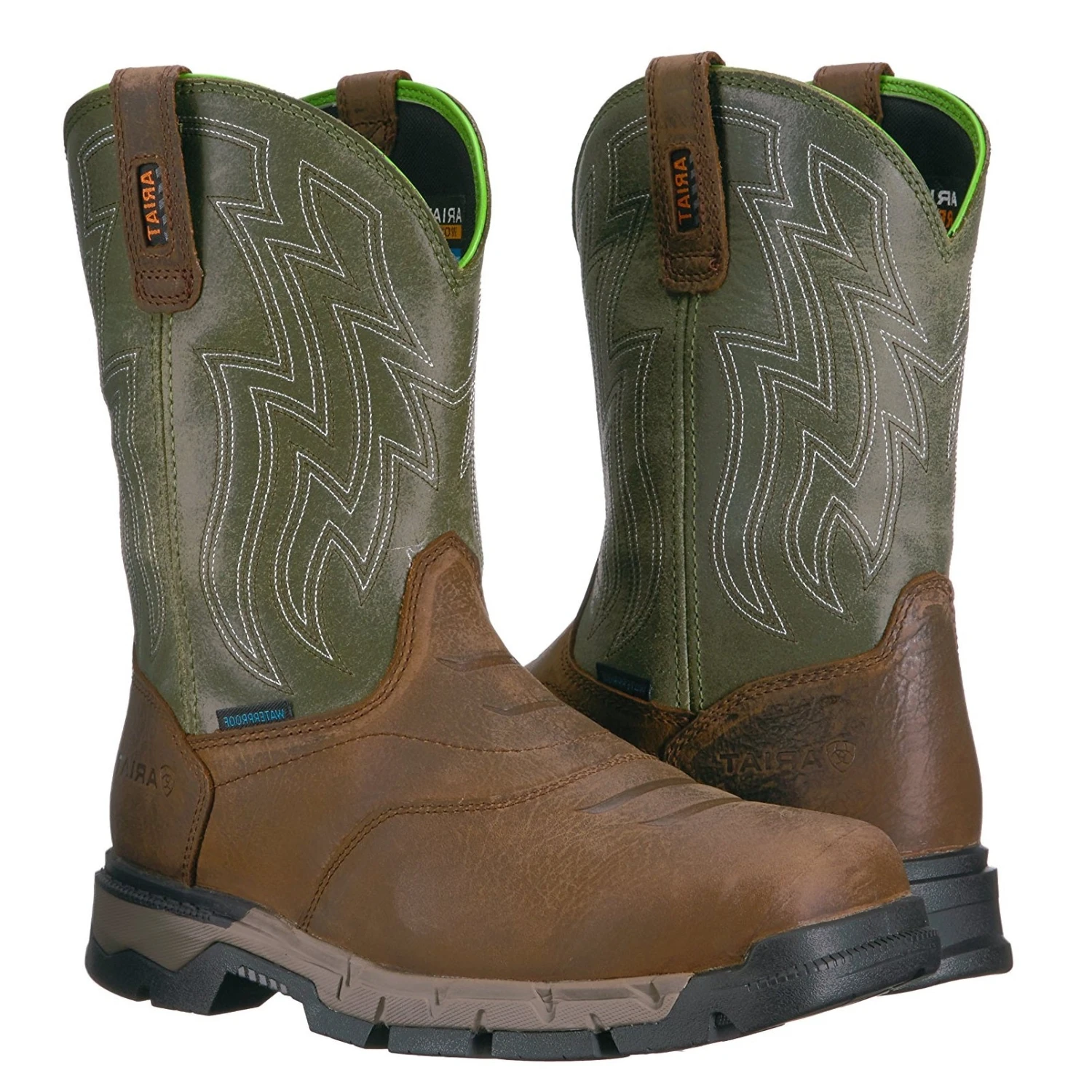 Ariat® Men's Rebar Flex Western H2O Rye Brown & Green Boots 10021485 8 Ariat® Men's Rebar Flex Western H2O Rye Brown & Green Boots 10021485 - Image 6