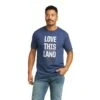 Ariat Men's Love This Land Short Sleeve Navy T-Shirt 10037837 -Ariat Shoes Shop F21 MNS WEST 10037837 front