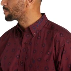 Ariat® Men's Team Wade Pomegranate Button Down Shirt 10038090 -Ariat Shoes Shop F21 MNS WEST 10038090 detail01