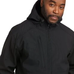 Ariat Men's Rebar Stretch Canvas Softshell Hooded Logo Jacket 10037386 -Ariat Shoes Shop F21 MNS WORK 10037386 detail01