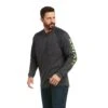 Ariat Men's Rebar CottonStrong™ Charcoal & Lime Work T-Shirt 10037642 -Ariat Shoes Shop F21 MNS WORK 10037642 front 1
