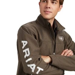 Ariat® Men's New Team Banyan Bark Heather Softshell Jacket 10041276 -Ariat Shoes Shop F22 MNS ENGL 10041276 detail01