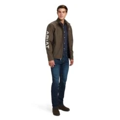 Ariat® Men's New Team Banyan Bark Heather Softshell Jacket 10041276 -Ariat Shoes Shop F22 MNS ENGL 10041276 full