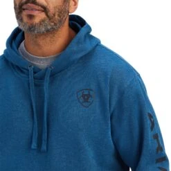 Ariat® Men's Logo Poseidon Heather Blue Hoodie 10041803 8 Ariat® Men's Logo Poseidon Heather Blue Hoodie 10041803 -Ariat Shoes Shop F22 MNS WEST 10041803 detail01