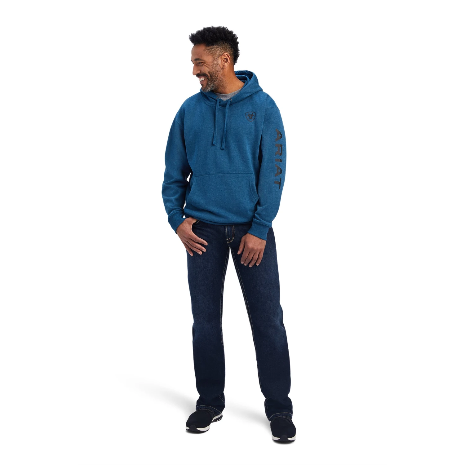 Ariat® Men's Logo Poseidon Heather Blue Hoodie 10041803 6 Ariat® Men's Logo Poseidon Heather Blue Hoodie 10041803 - Image 4