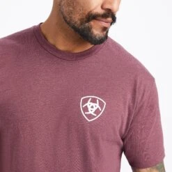 Ariat® Men's Burgundy Heather Minimalist Graphic T-Shirt 10042641 -Ariat Shoes Shop F22 MNS WEST 10042641 detail01