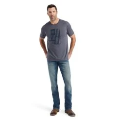 Ariat® Men's American Flag Faded Titanium Heather T-Shirt 10042655 -Ariat Shoes Shop F22 MNS WEST 10042655 full 1cd557eb 825b 4a30 8ec7 384dfc77e19d
