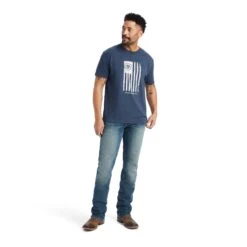 Ariat® Men's Faded American Flag Navy T-Shirt 10042656 -Ariat Shoes Shop F22 MNS WEST 10042656 full