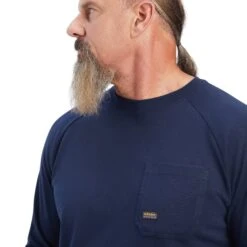 Ariat® Men's Rebar Cotton Strong Navy T-Shirt 10041489 -Ariat Shoes Shop F22 MNS WORK 10041489 detail01