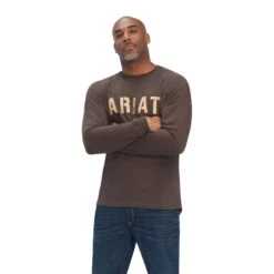 Ariat Men's Rebar Block Logo Graphic Wren Brown T-Shirt 10041591