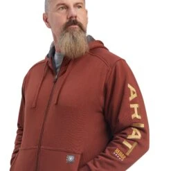 Ariat® Men's Rebar All Weather Cherry Mahogany Zip Hoodie 10041626 -Ariat Shoes Shop F22 MNS WORK 10041626 detail01