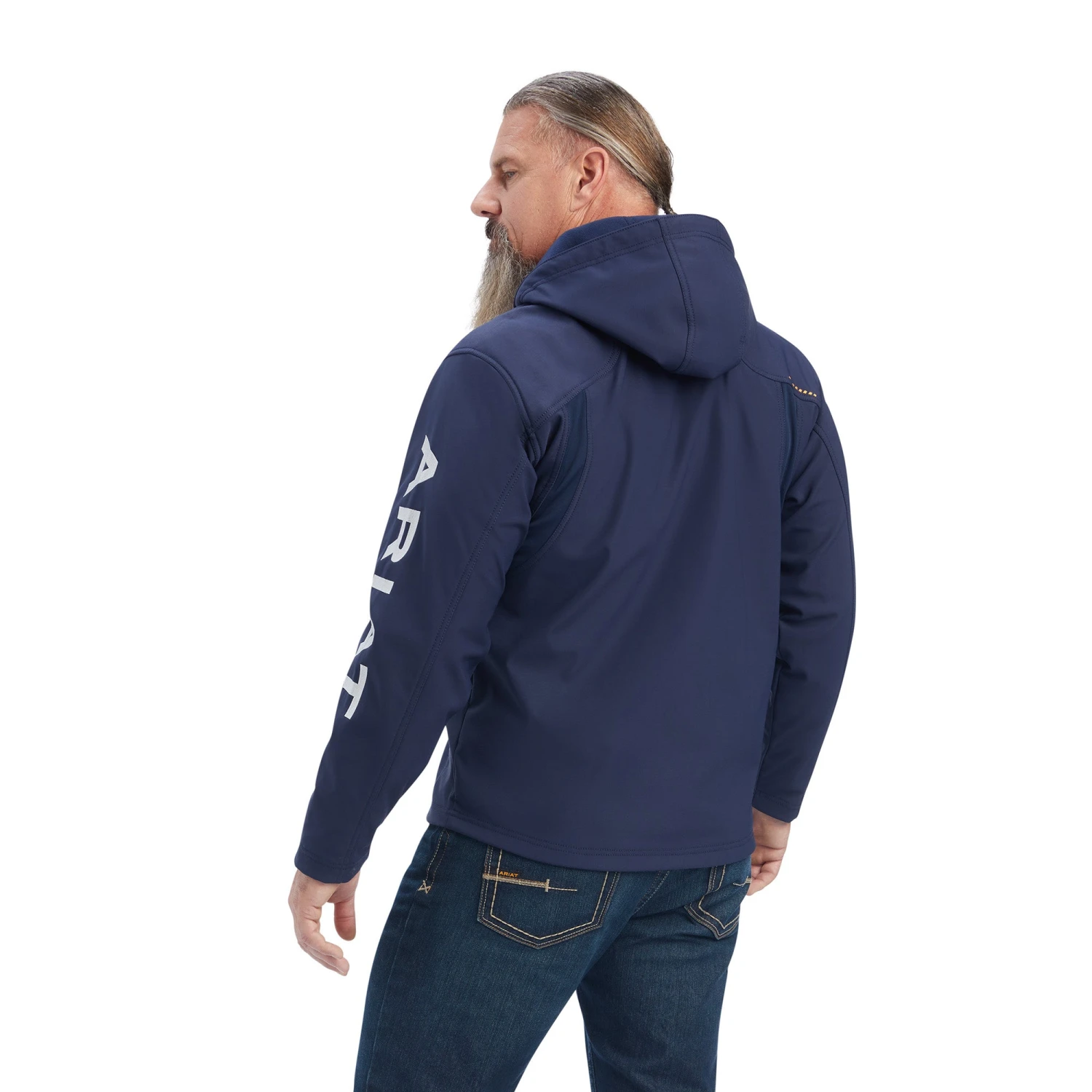 Ariat® Men's Rebar Stretch Canvas Navy Logo Softshell Jacket 10041629 4 Ariat® Men's Rebar Stretch Canvas Navy Logo Softshell Jacket 10041629 - Image 2