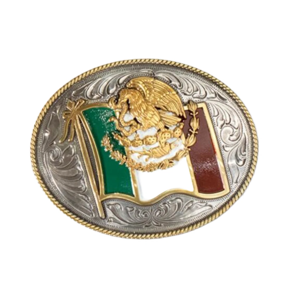 Ariat Men's Oval Mexican Flag Sliver Belt Buckle A37024 3 Ariat Men's Oval Mexican Flag Sliver Belt Buckle A37024