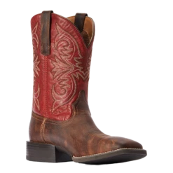 Ariat® Men's Sport Pardner Matte Brown & Red Square Toe Boots 10042391