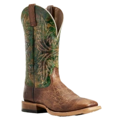 Ariat® Men's Cowhand Toffee Brown Moss Green Square Toe Boots 10029752