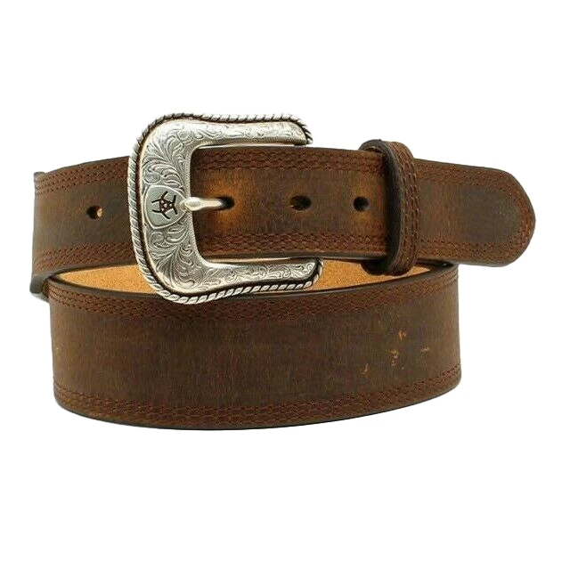 Ariat Men's Brown Stitched Edge Rowdy Belt A10210283 3 Ariat Men's Brown Stitched Edge Rowdy Belt A10210283