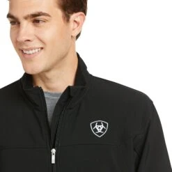 Ariat® Men's New Team Black Full-Zip Softshell Jacket 10019279 -Ariat Shoes Shop S17 MNS ENGL 10019279 detail02