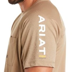 Ariat® Men's Rebar Heat Fighter SS Khaki T-Shirt 10031036 -Ariat Shoes Shop S21 MNS WORK 10031036 detail01