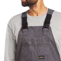 Ariat® Mens Rebar DuraCanvas Unlined Grey Bibs 10034653 -Ariat Shoes Shop S21 MNS WORK 10034653 detail02