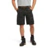 Ariat Mens Rebar Relaxed Durastretch Black Camo Cargo Shorts 10034682 -Ariat Shoes Shop S21 MNS WORK 10034682 front
