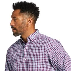 Ariat® Men's Team Tundra Imperial Violet Long Sleeve Shirt 10039659 -Ariat Shoes Shop S22 MNS WEST 10039659 detail02