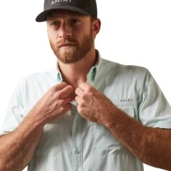 Ariat® Men's VentTEK™ Outbound Fair Aqua Button Down Shirt 10043426 -Ariat Shoes Shop S23 MNS WEST 10043426 detail01