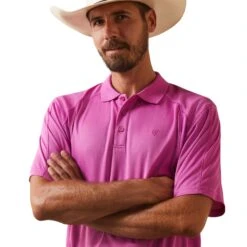 Ariat® Men's AC Dark Orchid Pink Polo Shirt 10043516 -Ariat Shoes Shop S23 MNS WEST 10043516 detail01