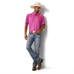 Ariat® Men's AC Dark Orchid Pink Polo Shirt 10043516 -Ariat Shoes Shop S23 MNS WEST 10043516 full