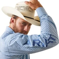 Ariat® Men's Team Syed Diamond Print White Button Down Shirt 10043854 -Ariat Shoes Shop S23 MNS WEST 10043854 detail03