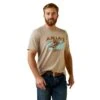 Ariat® Men's Surf & Turf Western Aloha Oatmeal Heather Tee 10044012 -Ariat Shoes Shop S23 MNS WEST 10044012 front