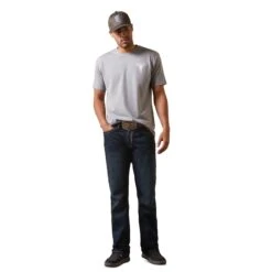 Ariat® Men's Steer Skull Flag Stone Grey Heather T-Shirt 10044771 -Ariat Shoes Shop S23 MNS WEST 10044771 full