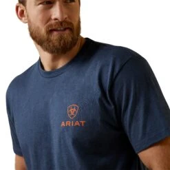 Ariat® Men's Mustang Fever Navy Heather T-Shirt 10045275 -Ariat Shoes Shop S23 MNS WEST 10045275 detail01